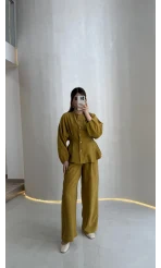 Stellaa Pile Dikişli Takım - Hardal - Kod: 8930