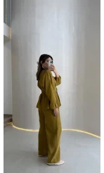 Stellaa Pile Dikişli Takım - Hardal - Kod: 8930