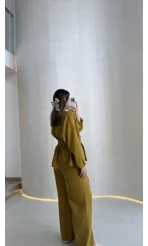 Stellaa Pile Dikişli Takım - Hardal - Kod: 8930