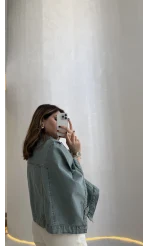 Denim Panço Ceket - Mavi - Kod: 3163