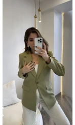 Taşlı Vatkalı Blazer Ceket - Haki - Kod: 98044