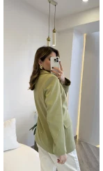 Taşlı Vatkalı Blazer Ceket - Haki - Kod: 98044