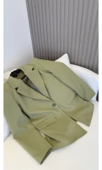 Taşlı Vatkalı Blazer Ceket - Haki - Kod: 98044