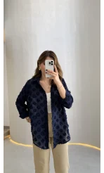 Whisper Püsküllü İnce Gömlek - Lacivert - Kod: 2235