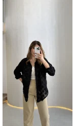 Whisper Püsküllü İnce Gömlek - Siyah - Kod: 2235