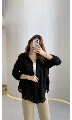 Whisper Püsküllü İnce Gömlek - Siyah - Kod: 2235