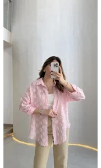 Whisper Püsküllü İnce Gömlek - Pembe - Kod: 2235