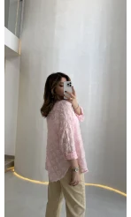 Whisper Püsküllü İnce Gömlek - Pembe - Kod: 2235