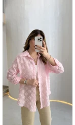 Whisper Püsküllü İnce Gömlek - Pembe - Kod: 2235
