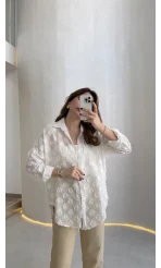 Whisper Püsküllü İnce Gömlek - Ekru - Kod: 2235