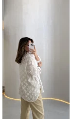 Whisper Püsküllü İnce Gömlek - Ekru - Kod: 2235