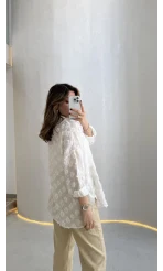 Whisper Püsküllü İnce Gömlek - Ekru - Kod: 2235