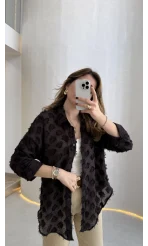 Whisper Püsküllü İnce Gömlek - Acı Kahve - Kod: 2235