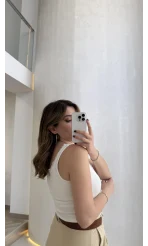 Fitilli Dantel Detay Kalın Askılı Body - Ekru