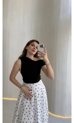 Dilvin Kayık Yaka Beli Büzgülü Bluz - Siyah - Kod: 32613