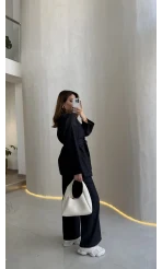 Freedom Denim Kuşaklı Pantolon Takım - Lacivert - Kod: 583