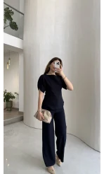 Ballet Kol Detay Bluz-Pantolon Takım - Lacivert - Kod: 8089