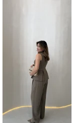 Lumiere Bele Oturan Sıfır Kol Düğmeli Takım - Haki - Kod: 9041