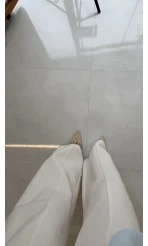 Bol Paça Bağcıklı Pantolon - Taş - Kod: 8454