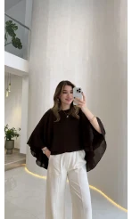 Mariposa Pelerin Bluz - Acı Kahve - Kod: 5044