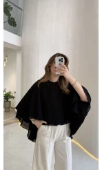 Mariposa Pelerin Bluz - Siyah - Kod: 5044