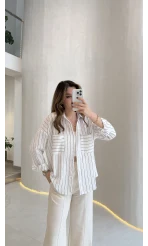 Sheep Çizgili Gömlek - Mor Çizgili - Kod: 2217