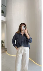 Sheep Çizgili Gömlek - Lacivert Çizgili - Kod: 2217