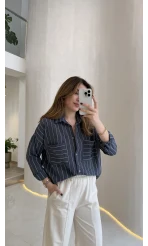 Sheep Çizgili Gömlek - Lacivert Çizgili - Kod: 2217