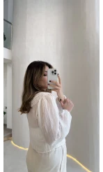 Tesoro Bebe Yaka Dantel Bluz - Beyaz - Kod:2223