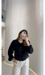 Tesoro Bebe Yaka Dantel Bluz - Lacivert - Kod:2223