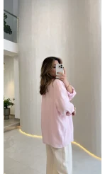 Düşük Omuzlu Modal Gömlek - Pembe - Kod:5050