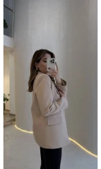 Taşlı Vatkalı Blazer Ceket - Bej - Kod: 98044