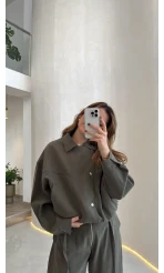 Bliss Bomber Ceket-Pantolo Takım - Haki - Kod: 7165