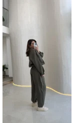 Bliss Bomber Ceket-Pantolo Takım - Haki - Kod: 7165