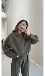 Bliss Bomber Ceket-Pantolo Takım - Haki - Kod: 7165