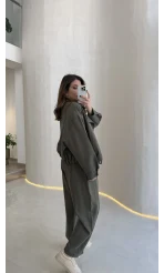 Bliss Bomber Ceket-Pantolo Takım - Haki - Kod: 7165