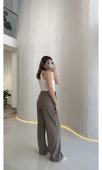 Kadife Cırt Detay Pantolon - Vizon - Kod: 3997