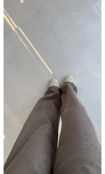 Kadife Cırt Detay Pantolon - Vizon - Kod: 3997