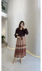 Bebe Yaka Dantel Detaylı Bluz - Mürdüm - Kod: 1571