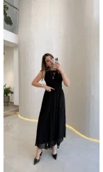 Finesse Astralı Dantel Detay Şifon Etek - Siyah - Kod: 3371