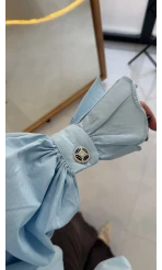 Soleil Bilek Detay Balon Kol Bluz - Mavi - Kod: 112254