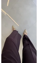 Ineffable Geniş Paça Palazzo Pantolon - Mürdüm - Kod: 3867