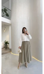 Yume Astarlı Etek - Haki - Kod: 5039