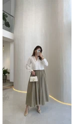 Yume Astarlı Etek - Haki - Kod: 5039