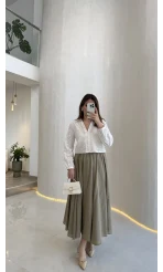 Yume Astarlı Etek - Haki - Kod: 5039