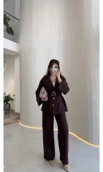 Toka Detay Kemerli Tunik Takım - Mürdüm - Kod: 8927