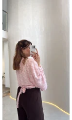 Nila Bağlamalı Püsküllü Kimono - Pembe - Kod: 7048