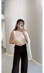 Tek Kol Bluz - Ekru - Kod: 1591