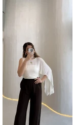 Tek Kol Bluz - Ekru - Kod: 1591