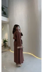 Elegant Yandan Bağlamalı Etek Gömlek Takım - Kiremit - Kod: 8973